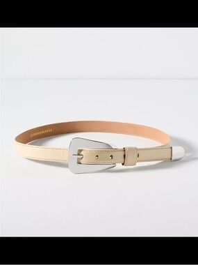 Anthropologie Tailored Western Belt/ Cream/Silver